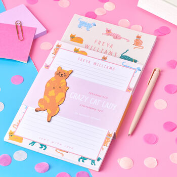 Personalised Crazy Cat Lady Stationary Set, 2 of 4
