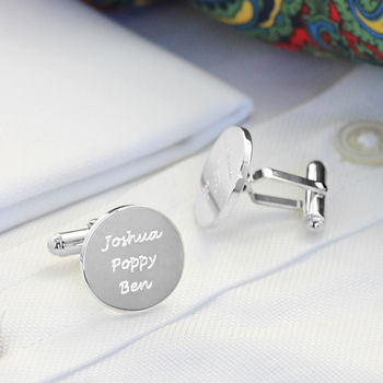 Personalised Round Sterling Silver Cufflinks, 3 of 6