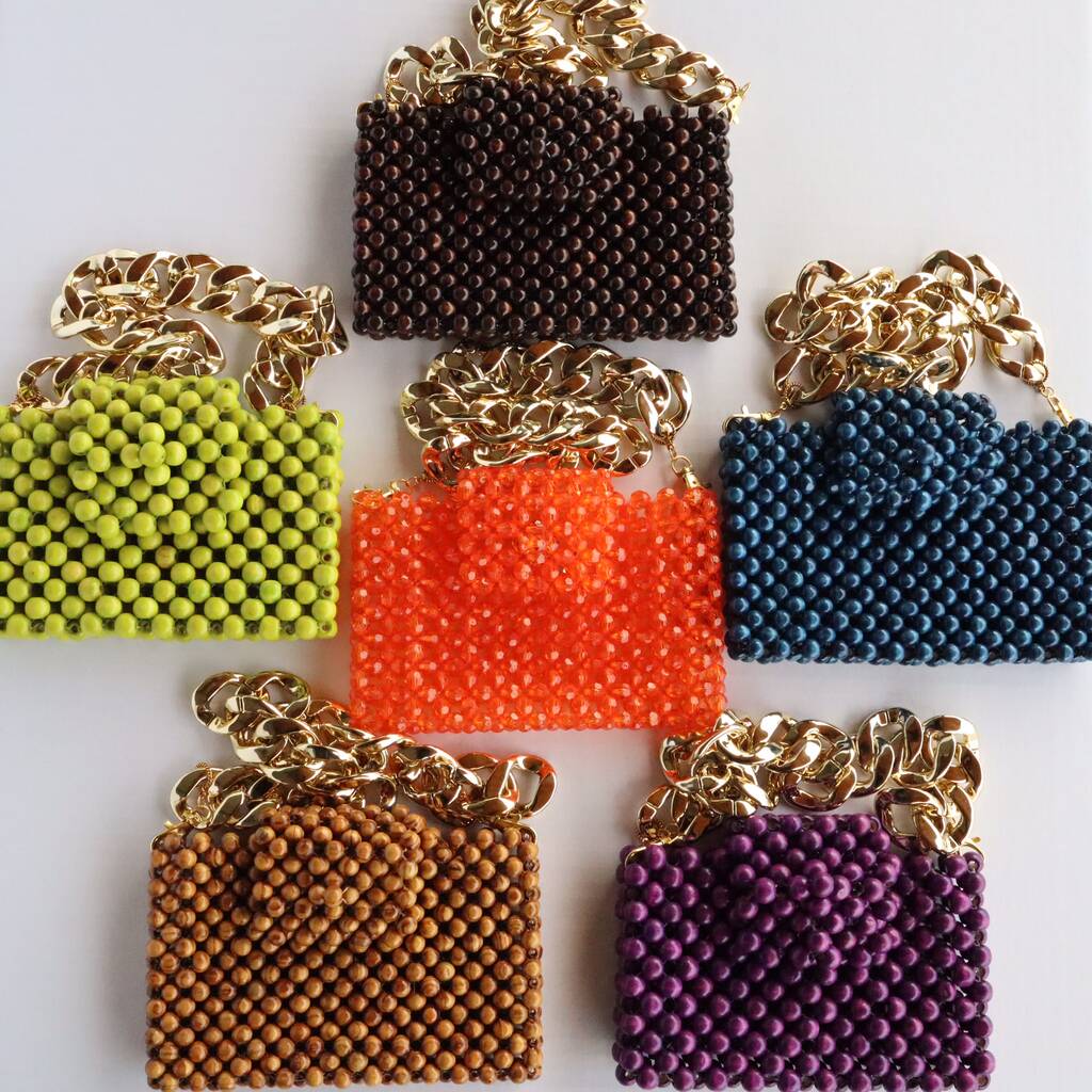 Beaded Purse with Chain Link Strap