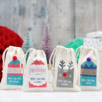 Personalised Christmas Santa, Rudolph, Elf Gift Bags, 3 of 3
