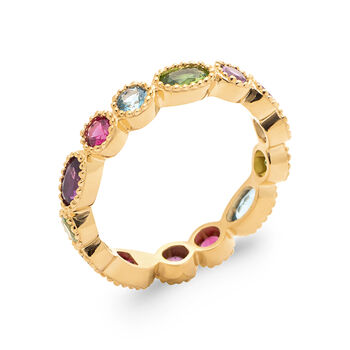 18ct Gold Plated Colourful Stones Eternity Ring, 3 of 6