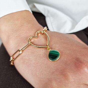 18k Gold Vermeil Plated May Crystal Malachite Bracelet, 2 of 3