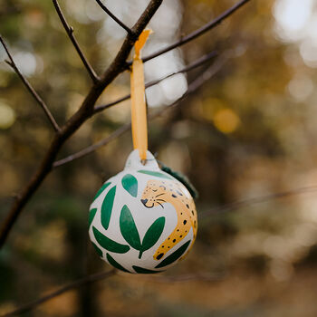 Leopard In The Jungle Hand Painted Ceramic Bauble, 2 of 6