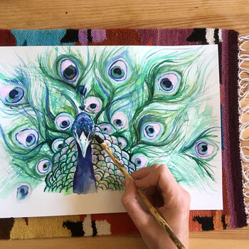 Inky Peacock Illustration Print, 2 of 8