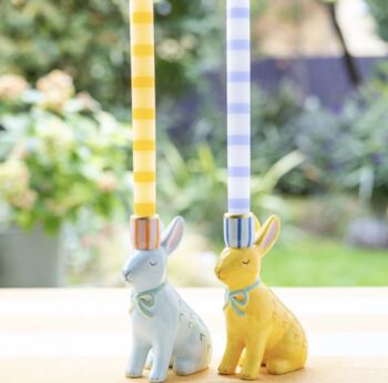 Hand Painted Bunnies Ceramic Candle Holders, 3 of 3