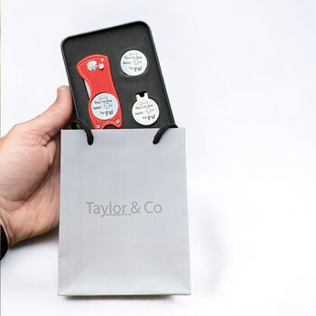 Personalised Golf Gift Set, Markers And Repair Tool, 6 of 10