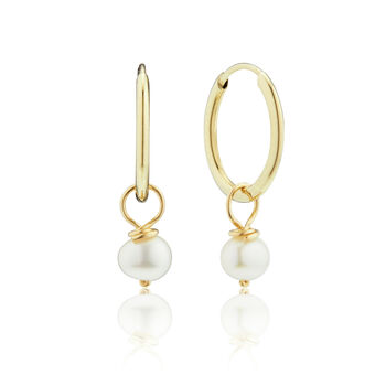 Silver Or Gold Small Pearl Drop Hoop Earrings, 4 of 6