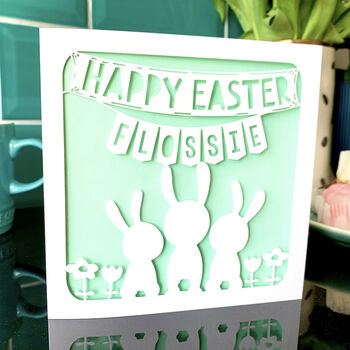 Personalised Bunnies Easter Card, 2 of 4
