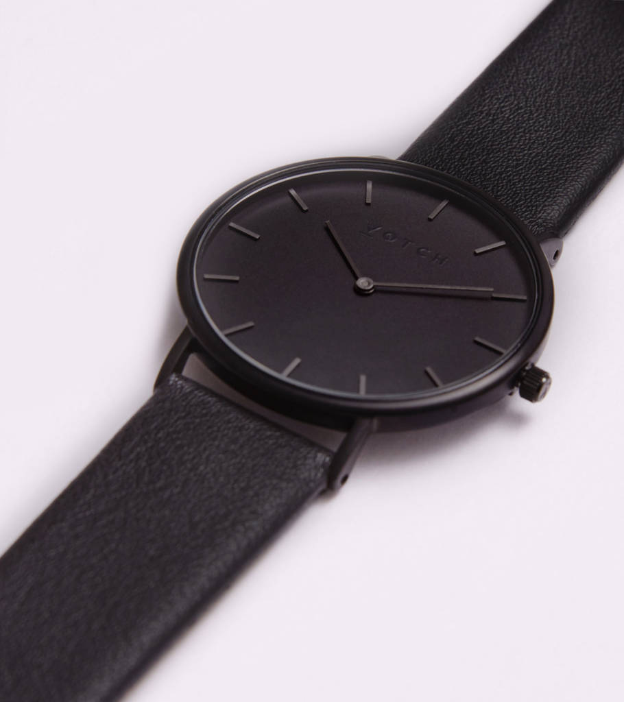 Classic Black Vegan Leather Watch By Votch