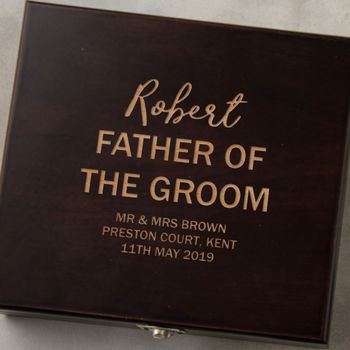 Personalised Father Of The Groom Hip Flask Gift Set, 7 of 7