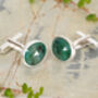 Oval Emerald Cufflinks In Sterling Silver, thumbnail 2 of 3