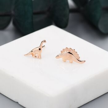 Sterling Silver Mismatched Dinosaur Stud Earrings, 4 of 12