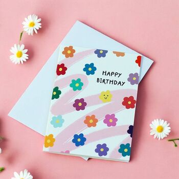 Colourful Floral Happy Birthday Card, 2 of 2