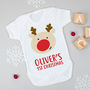 Personalised Reindeer Baby First Christmas Babygrow, thumbnail 3 of 8