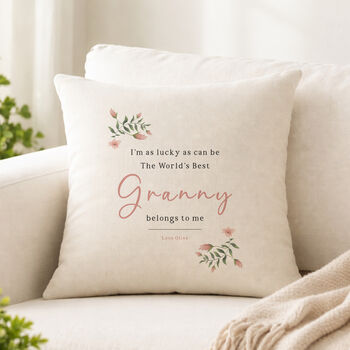 World's Best Nan Cushion, Personalised Grandma Keepsake, 2 of 8