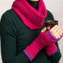 Soft Knitted Fair Isle Mittens Lambswool Blue Teal, thumbnail 2 of 9