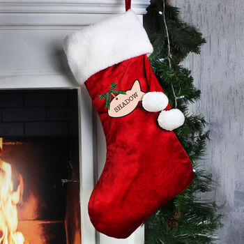 Personalised Cat Luxury Red Stocking, 3 of 3