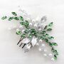 Silver Leaf And Green Crystal Hair Comb, thumbnail 1 of 5
