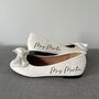 Personalised Bridal Prom White Bow Pump Slip On Flats, thumbnail 1 of 7