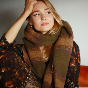 Shimmering Gold Check Squares Scarf, 2 of 12