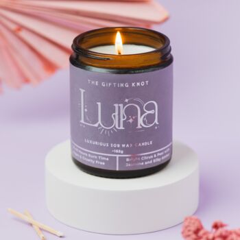 Luna Soy Wax Candle – 165g Amber Glass | Jasmine, Citrus And Amber, 3 of 5