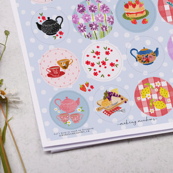 Vintage Tea Party Circle Sticker Sheet, 2 of 2