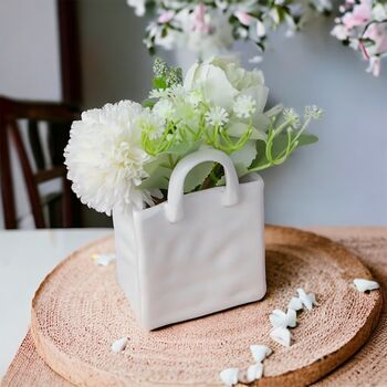Luxury Mini Handbag Shape White Vase, 3 of 8