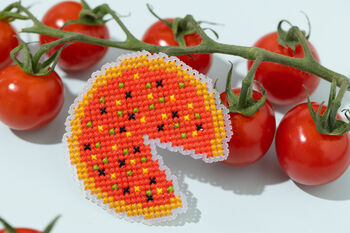 Make Your Own Pizza Brooch Cross Stitch Kit, 4 of 5