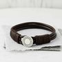 Silver And Leather Coded Coordinate Bracelet, thumbnail 1 of 4