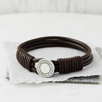 coded coordinate bracelet leather silver notonthehighstreet