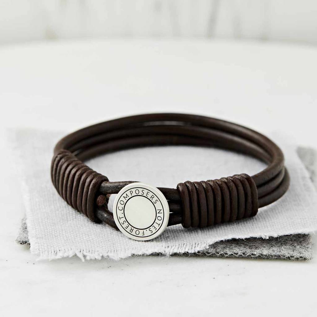 Silver And Leather Coded Coordinate Bracelet, 1 of 4