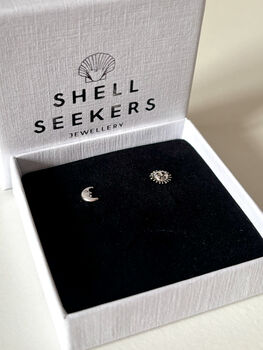 Sun And Moon Sterling Silver Stud Earrings, 4 of 5
