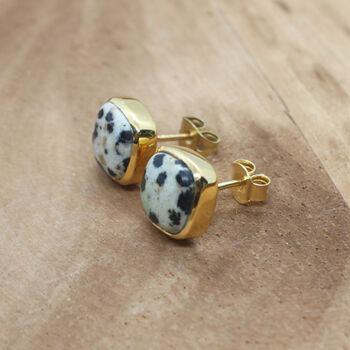 Gold Vermeil Plated Dalmatian March Birthstone Earrings, 5 of 7