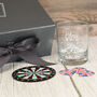 Darts Bullseye Whiskey Glass With Flights And Coaster Gift Set, thumbnail 5 of 7