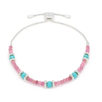 Delight Pink And Turquoise Gemstone Bracelet, 3 of 4