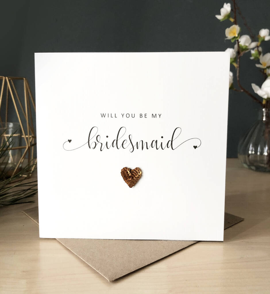 Will You Be My Bridesmaid? Embroidered Heart Card