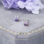 Sterling Silver Purple Opal Crown Stud Earrings, thumbnail 6 of 10