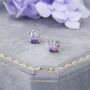 Sterling Silver Purple Opal Crown Stud Earrings, thumbnail 6 of 11