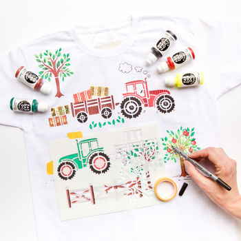 Tractor And Diggers Kids T Shirt Painting Craft Kit Box, 2 of 12