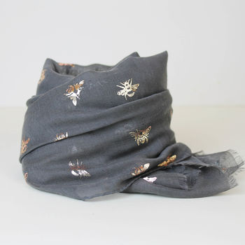 Personalised Rose Gold Bee Print Scarf, 3 of 9