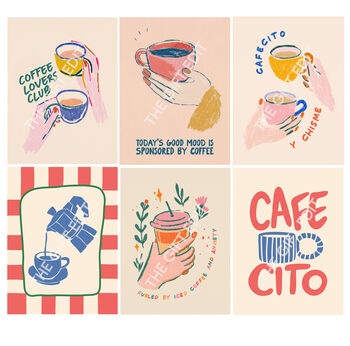 Set Of Six Coffee Themed Print Bundle, 5 of 5
