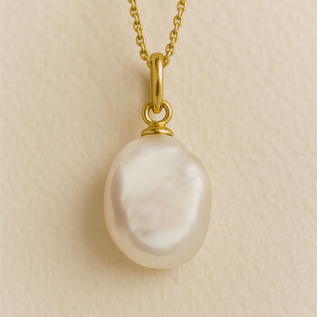 Personalised Gold Plated Sterling Silver White Pearl Drop Necklace, 3 of 10