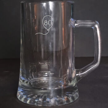 Personalised 80th Birthday Gift Balloon Stein Glass, 3 of 5