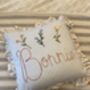 Personalised Embroidered Cushion Pink Ditsy Floral With Ruffle Trim, thumbnail 2 of 3