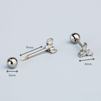 Sterling Silver Crystal Screw Back Stud Earrings, 3 of 4