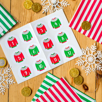 Christmas Jumper Advent Stickers And Bags, 3 of 7