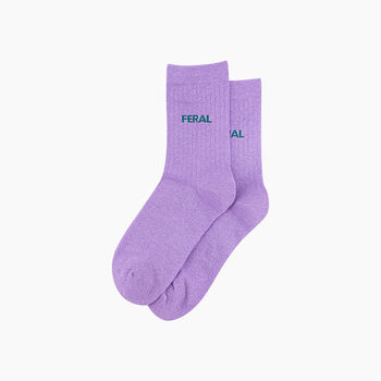 Feral Combed Cotton Glitter Socks In Lilac, 3 of 4