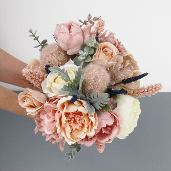Blush Pink And Peach Bridal Artificial Flower Bouquet, 4 of 12