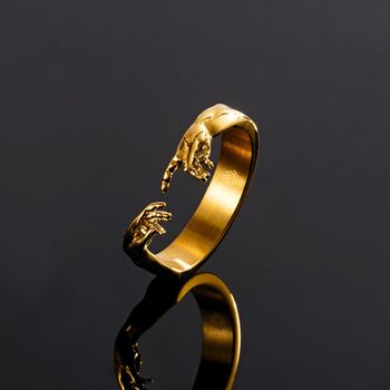 Hand Of God Gold Creation Of Adam Band Ring Mens Ring, 2 of 12