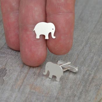 Personalised Elephant Cufflinks In Sterling Silver, 2 of 4